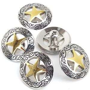 5 Engraved Star Concho Antiqued Gold silver Decorative Buckles 1 1/8"